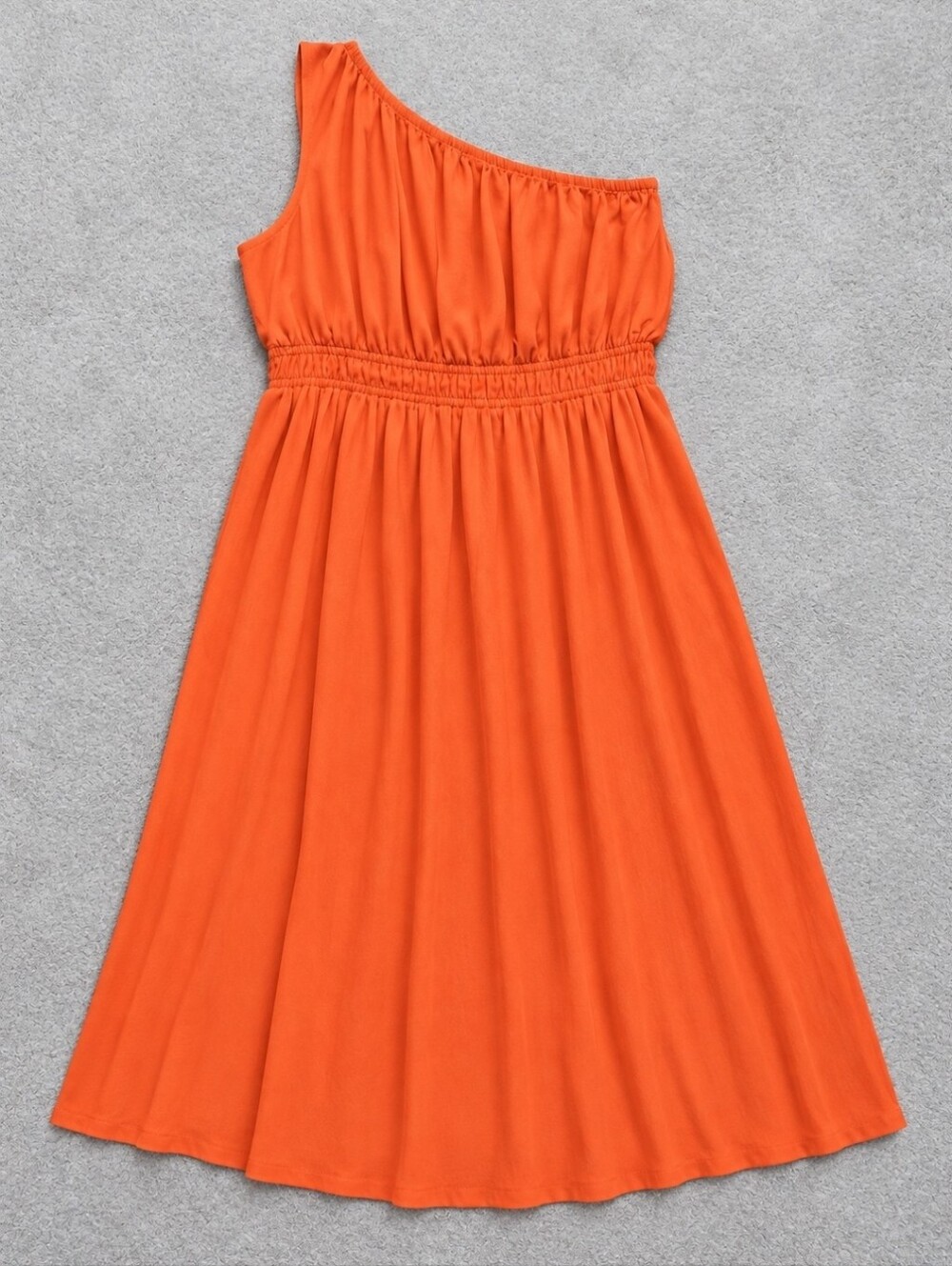 Lands' End One Shoulder Crepe Midi Dress 3X 24W 26W Orange Rich Persimmon